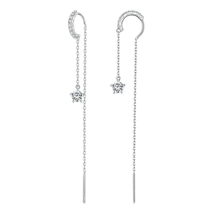 925 Sterling Silver Earrings with Pavé Setting CZ, 76*6mm  DestGlow