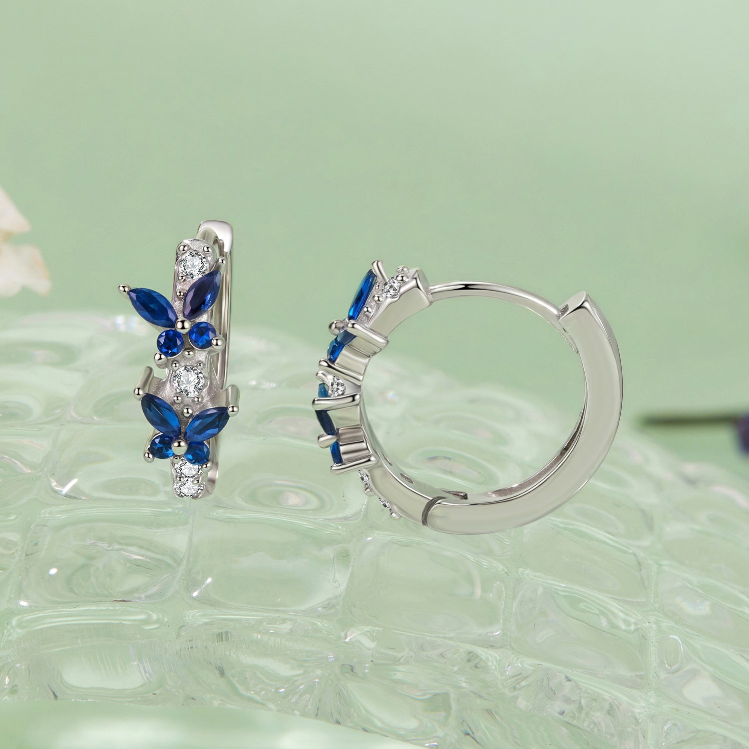 925 Sterling Silver White Gold Plated Hoop Earrings with Pavé Setting CZ for Women  DestGlow