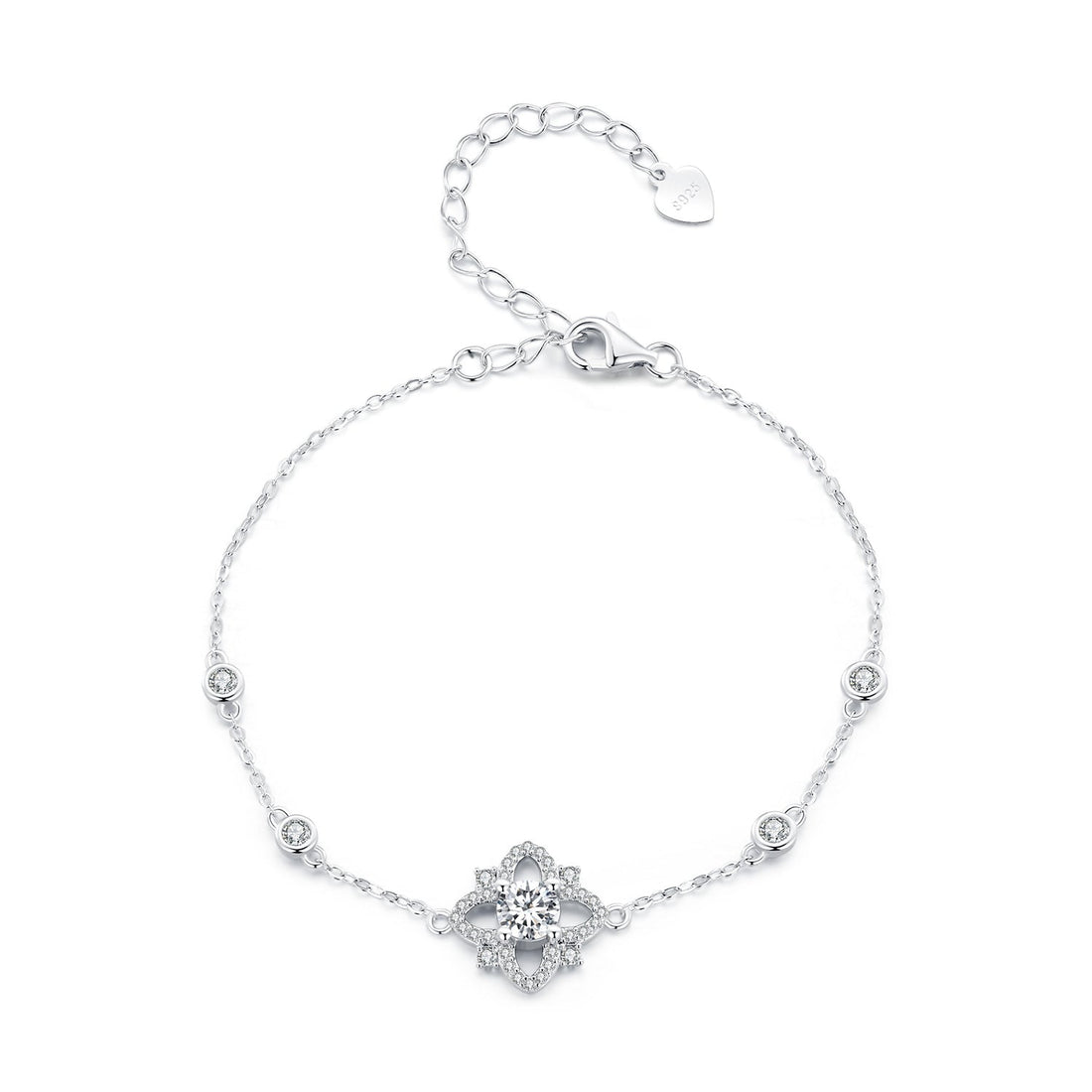 S925 Sterling Silver 0.5 Carat Moissanite Bracelet 16cm+5cm for Women  DestGlow