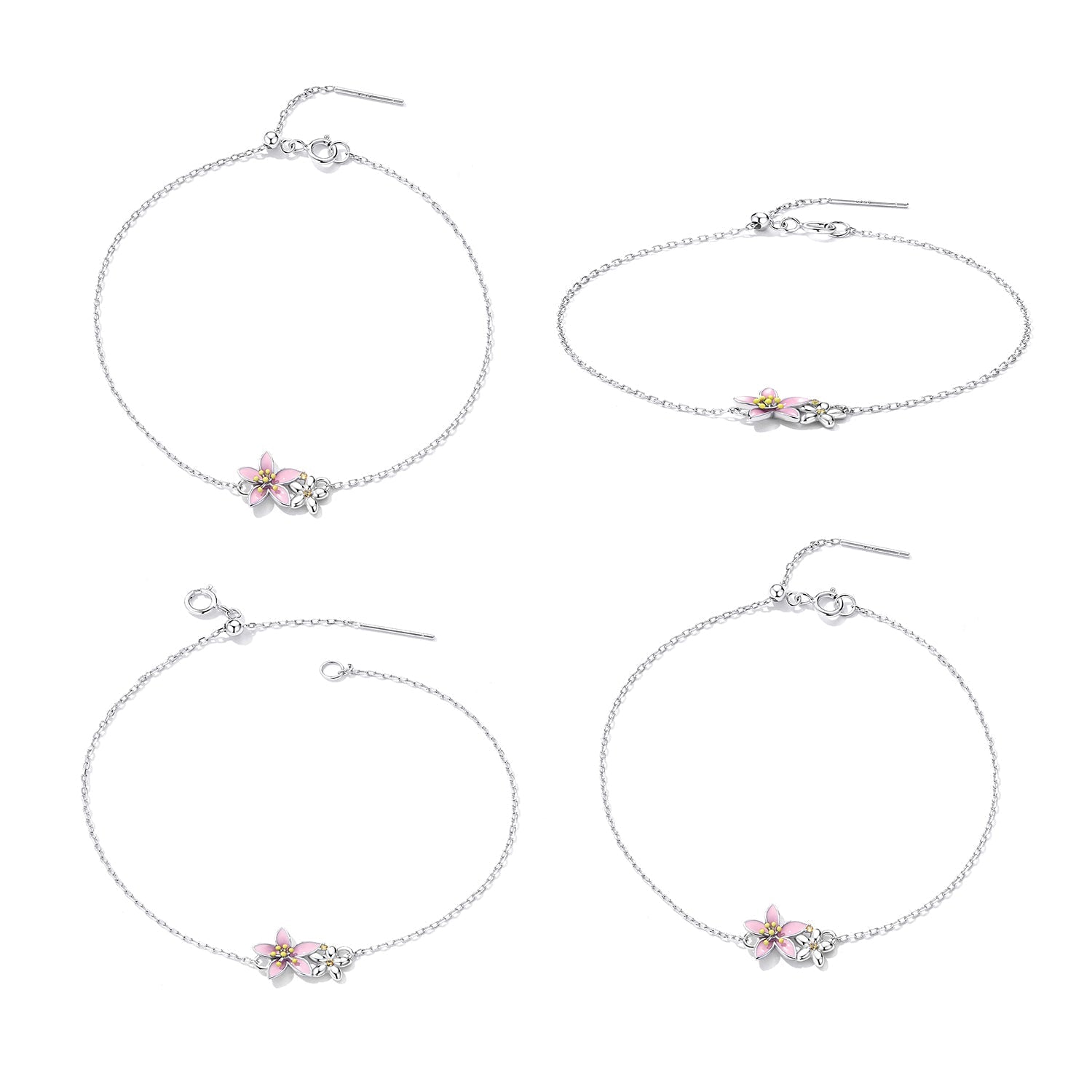S925 Sterling Silver Adjustable Flower Bracelet for Women  DestGlow