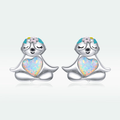 925 Sterling Silver Earrings with Translucent Opal  DestGlow