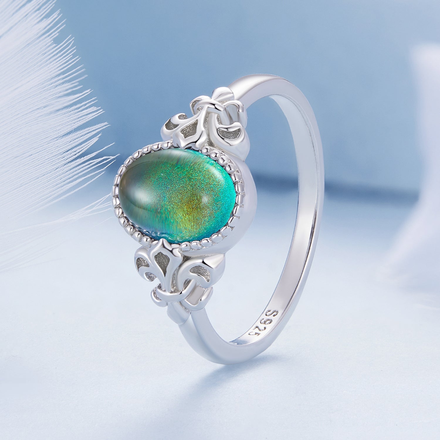 925 Sterling Silver Ring 1.7mm Size 6.0 with Transparent Glass for Women by Bids.com