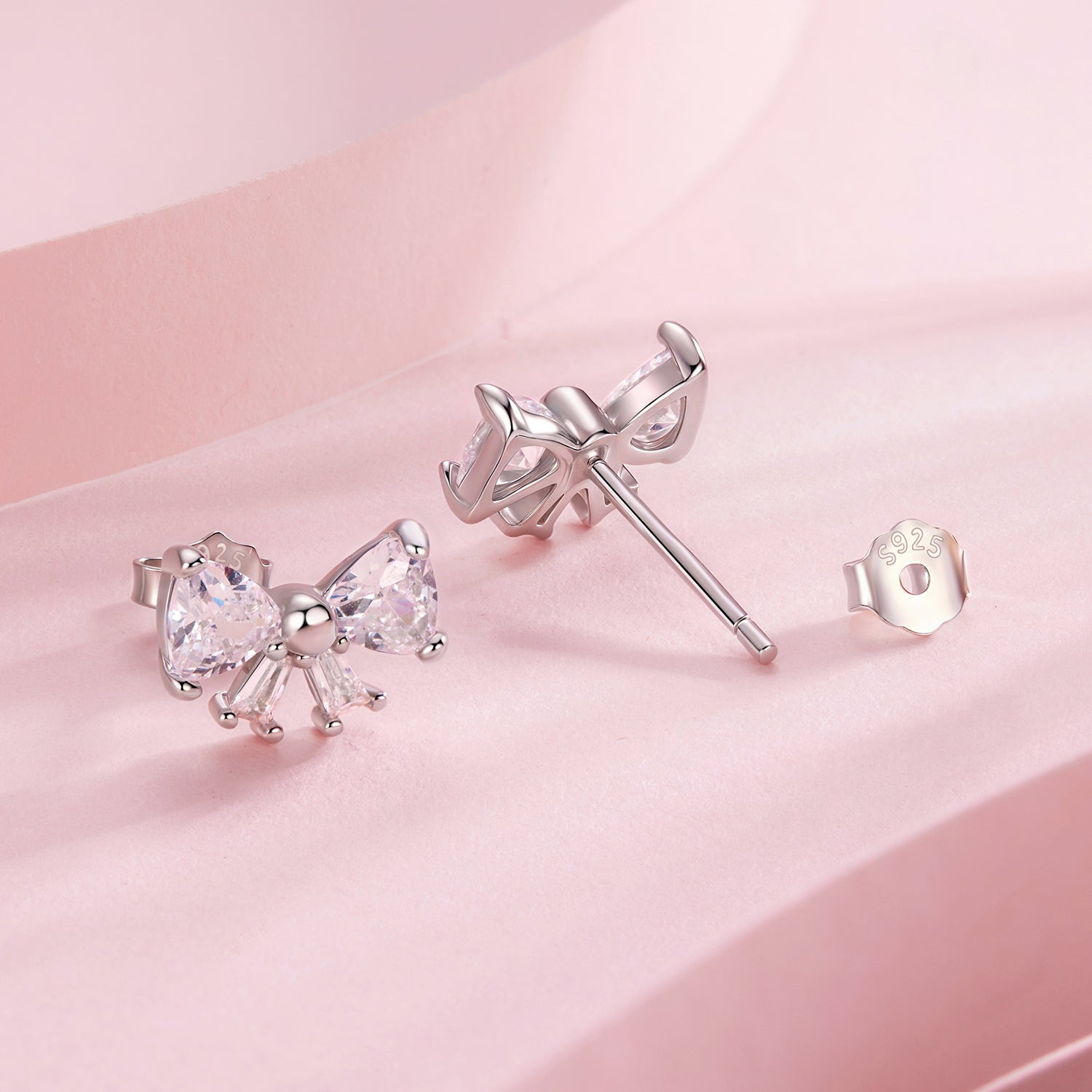 925 Sterling Silver White Gold Plated CZ Earrings for Women - 0.7x1.0cm  DestGlow