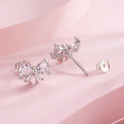 925 Sterling Silver White Gold Plated CZ Earrings for Women - 0.7x1.0cm  DestGlow