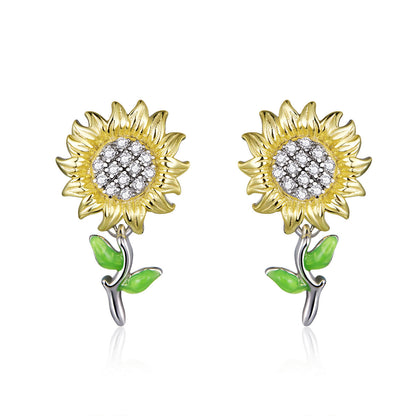 925 Sterling Silver Plated Gold Earrings with Enamel Process