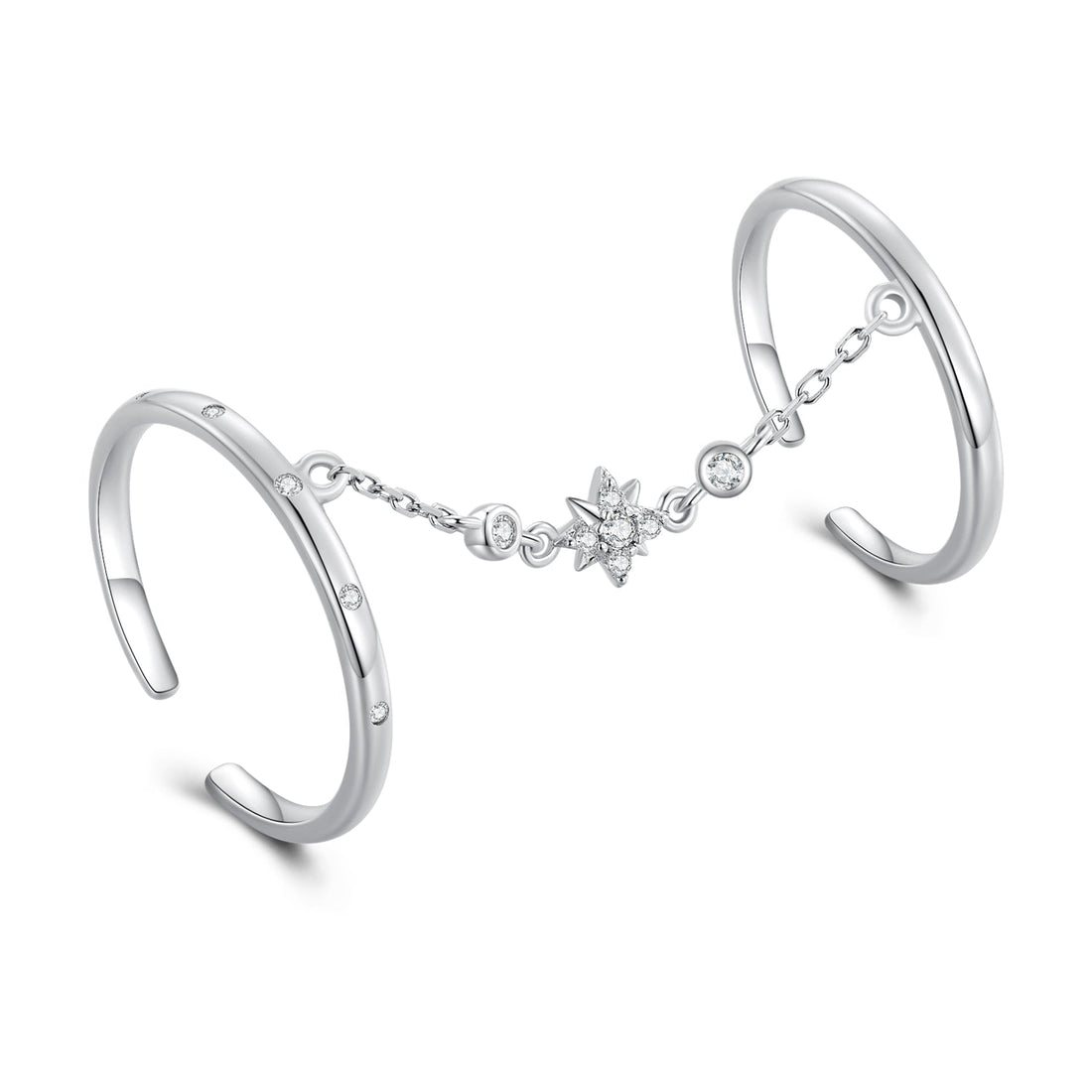 925 Sterling Silver Plated CZ Ring 30mm Chain Length, 1.7mm Width for Women  DestGlow