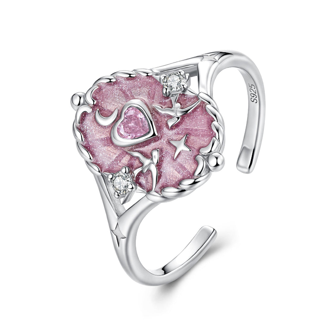 925 Sterling Silver Pendant 0.15cm Enamel CZ Ring for Women  DestGlow