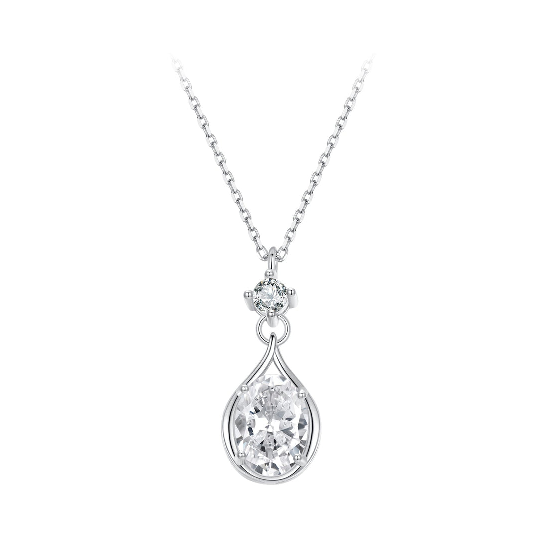 925 Sterling Silver White Gold Plated 40+5cm Necklace with Pavé Setting CZ for Women  DestGlow