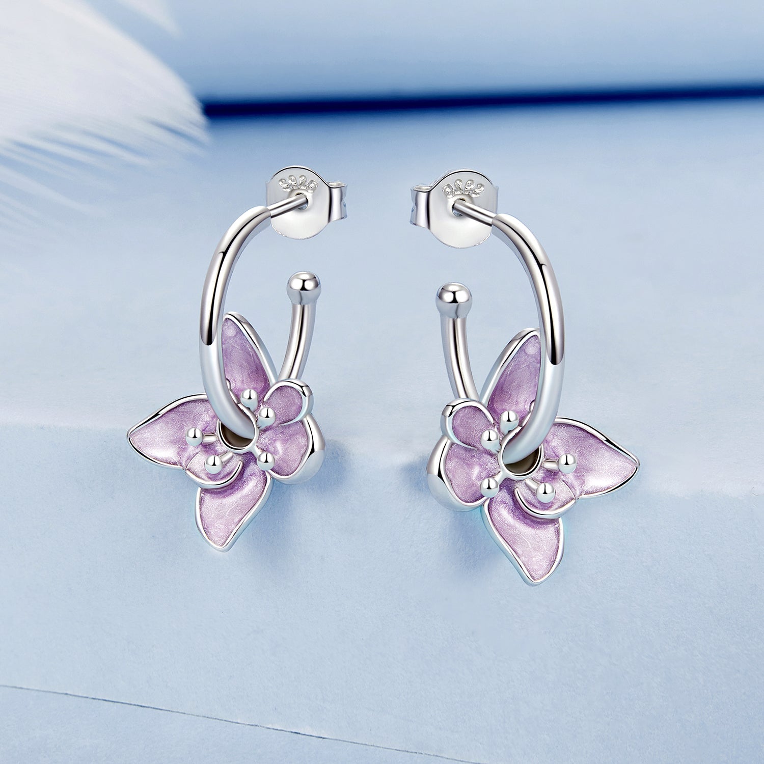 925 Sterling Silver Enamel White Gold Plated Earrings Size 20*14mm  DestGlow