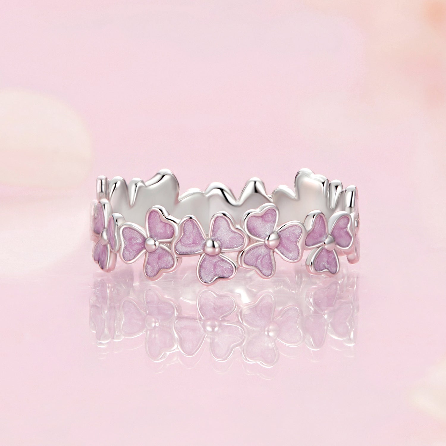 925 Sterling Silver Enamel Platinum Plated Ring Size 6 for Women by Bids.com