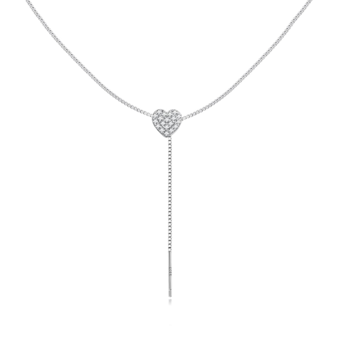 925 Sterling Silver Adjustable Necklace with CZ Pendant for Women  DestGlow