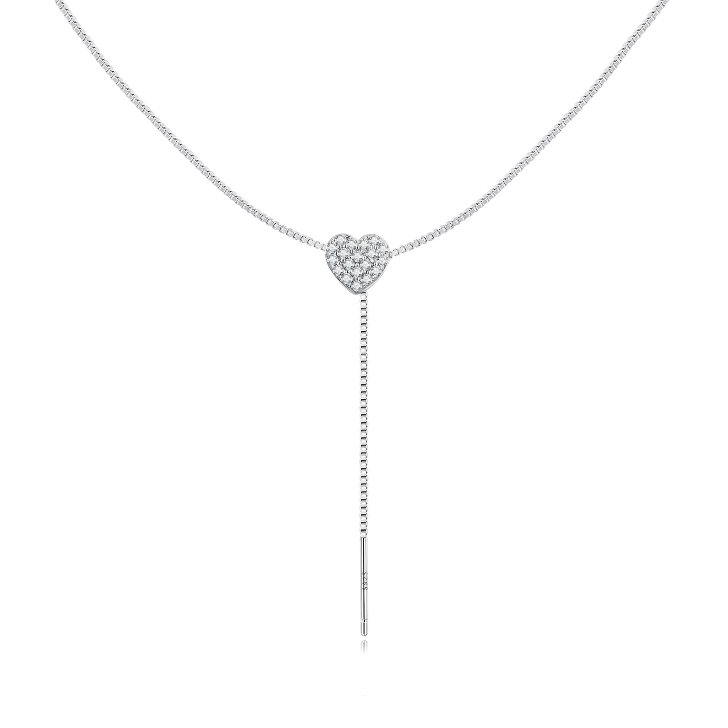925 Sterling Silver Adjustable Necklace with CZ Pendant for Women  DestGlow