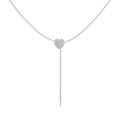 925 Sterling Silver Adjustable Necklace with CZ Pendant for Women  DestGlow