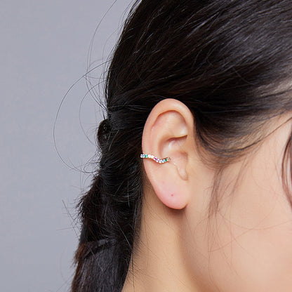 925 Sterling Silver Earrings with Pavé Set CZ, 1.6cm Length, 1.2cm Thickness, Women  DestGlow
