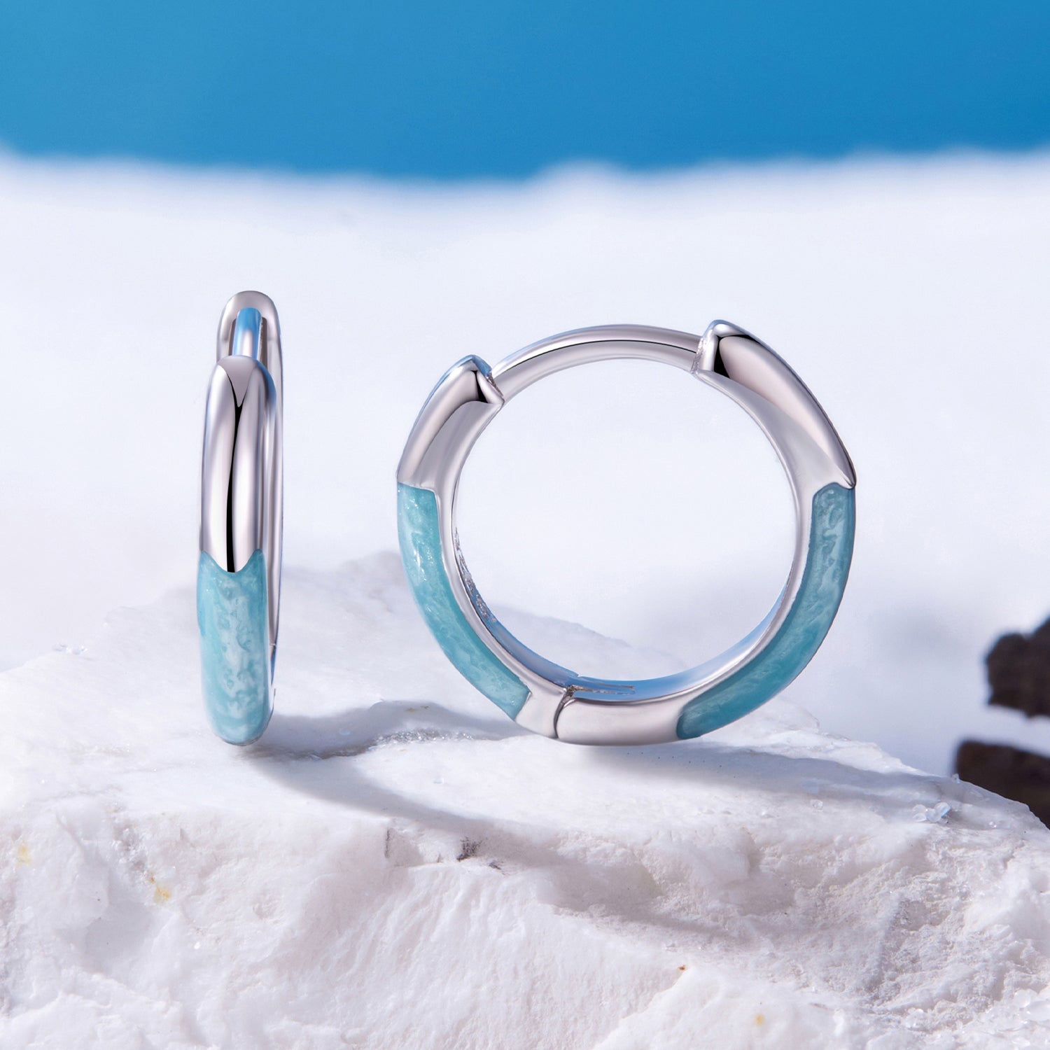 925 Sterling Silver Enamel Plated White Gold Earrings 1.2cm for Women  DestGlow