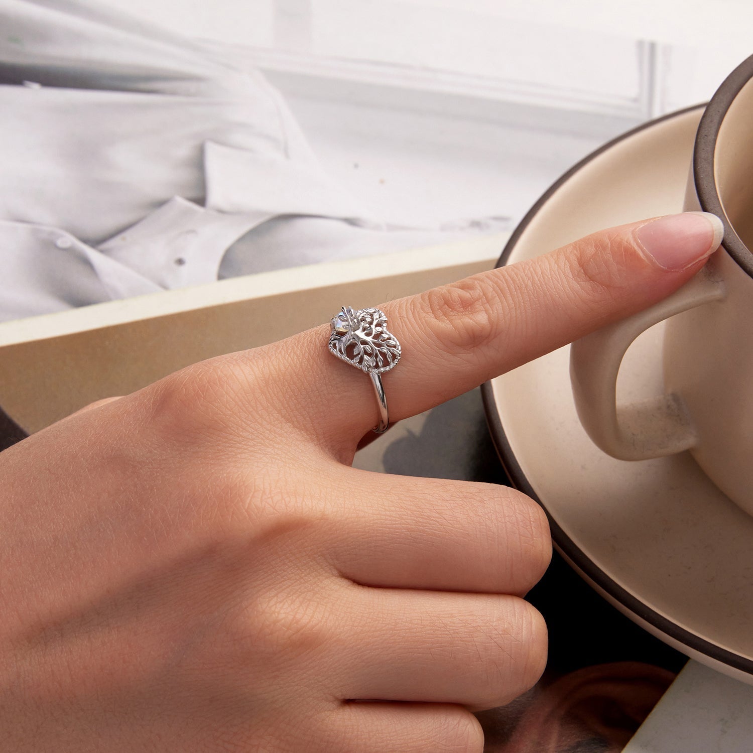 925 Sterling Silver Heart-Shaped Moonstone Ring for Women  DestGlow