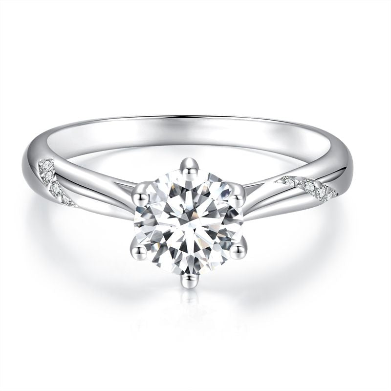 925 Sterling Silver Moissanite &amp; Zircon Ring Size 5  DestGlow