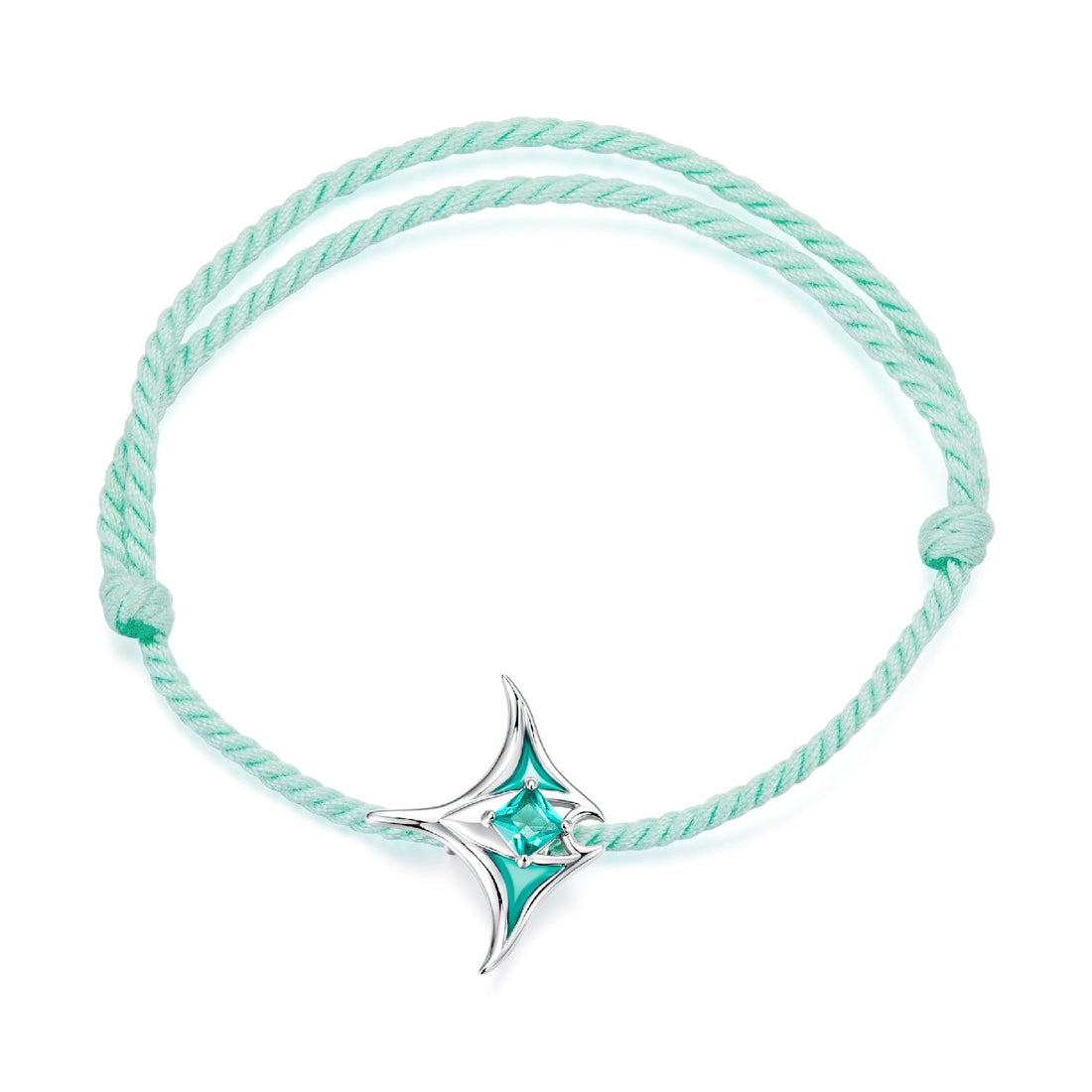 925 Sterling Silver Adjustable Bracelet with Enamel and Transparent Glass Pendant for Women  DestGlow