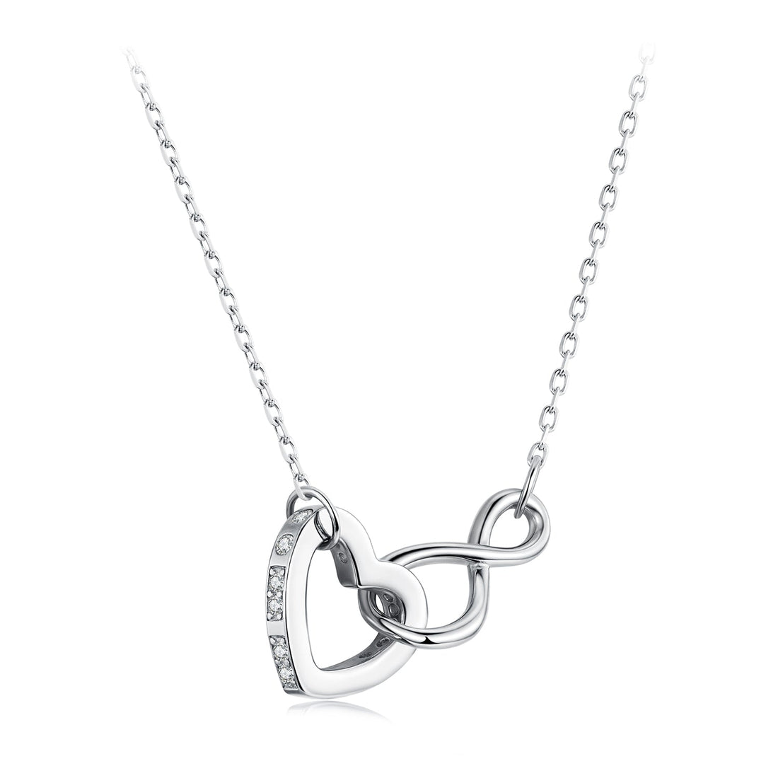 925 Sterling Silver Necklace with Pavé Setting CZ, 40+5cm, Plated White Gold, Women  DestGlow