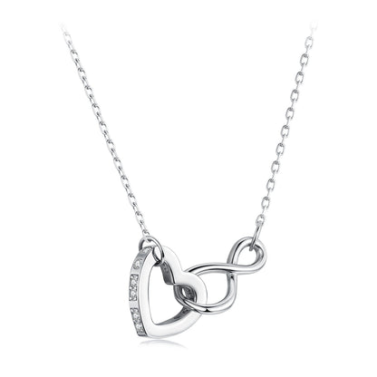 925 Sterling Silver Necklace with Pavé Setting CZ, 40+5cm, Plated White Gold, Women  DestGlow