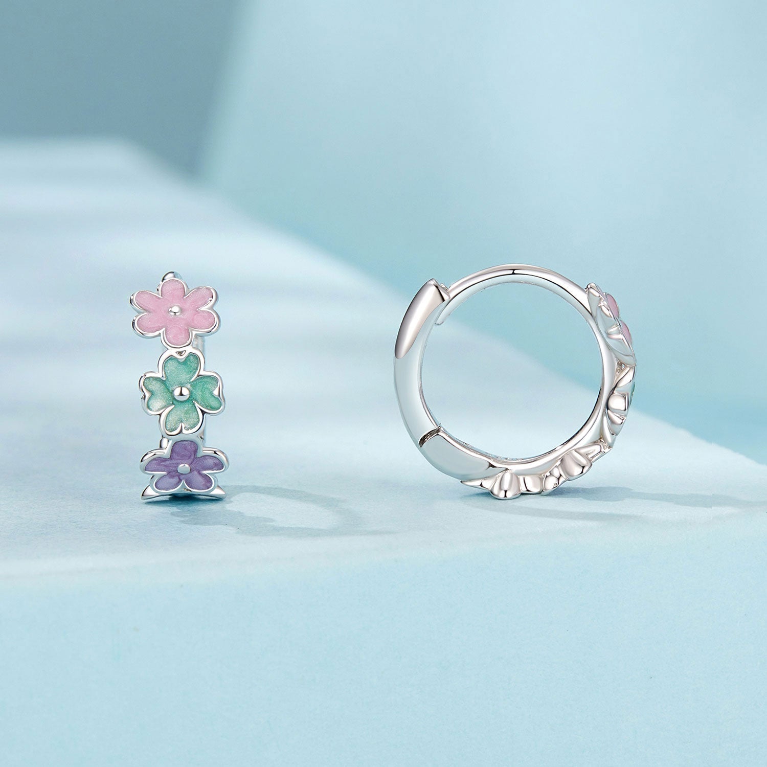 925 Sterling Silver Enamel White Gold Plated Earrings for Women