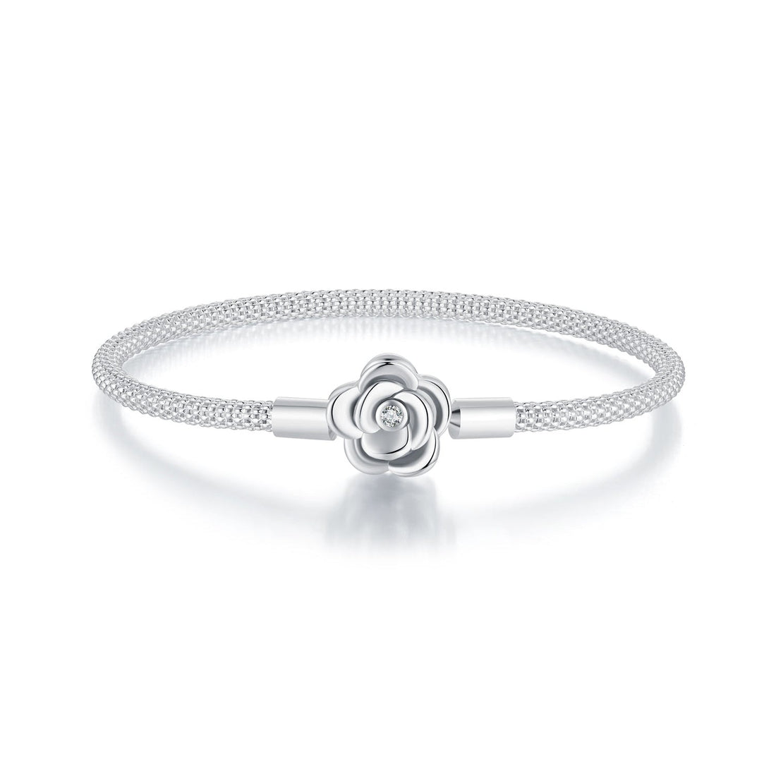 925 Sterling Silver Bracelet with Oxidized Finish and CZ 17.0 cm  DestGlow