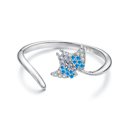 925 Sterling Silver Manta Ray Ring with Pavé Setting CZ for Women  DestGlow