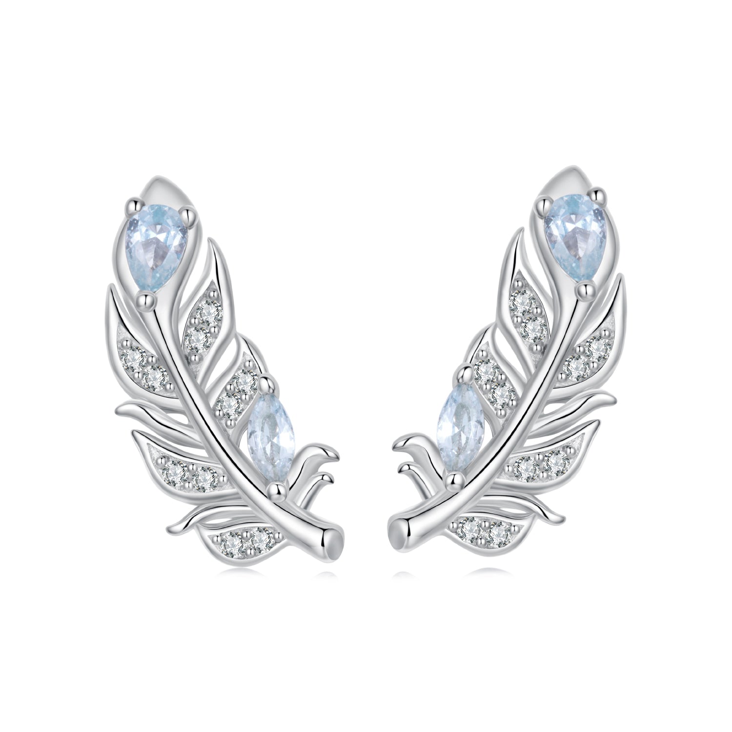925 Sterling Silver Earrings with Pavé Setting CZ and White Gold Plating  DestGlow