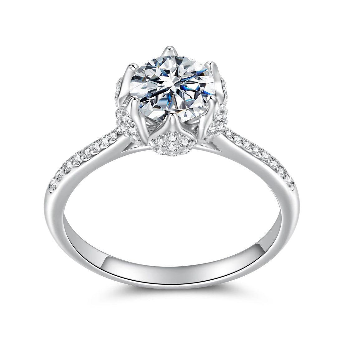 925 Sterling Silver Moissanite Ring 1ct Size 6 White Gold Plated for Women  DestGlow