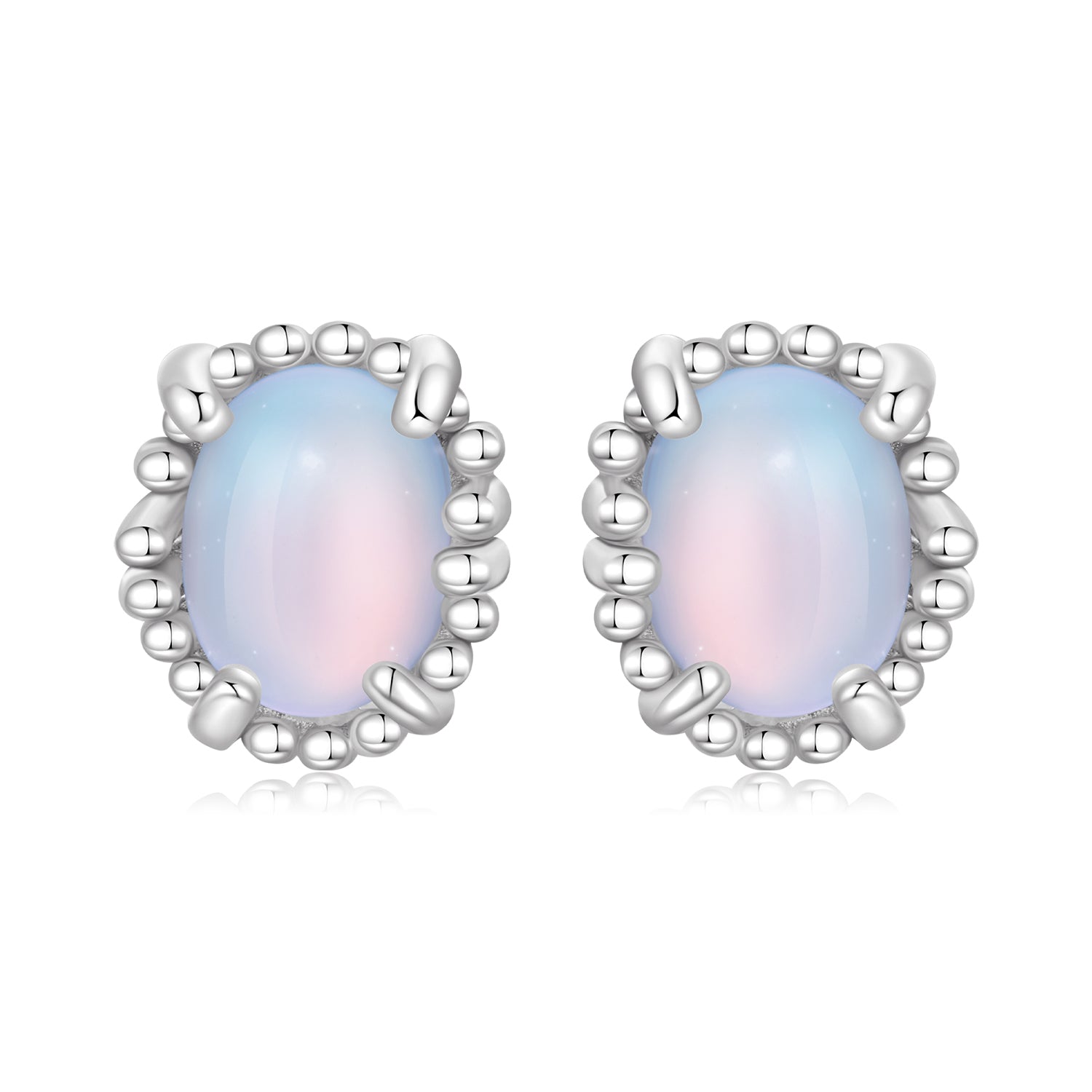 925 Sterling Silver Earrings for Women with Transparent Glass, 1.0*0.9cm  DestGlow