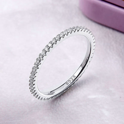 925 Sterling Silver Platinum Plated CZ Pavé Setting Ring Size 5.0 for Women by Bids.com