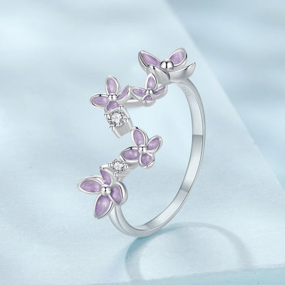925 Sterling Silver White Gold Plated Ring with Enamel and CZ for Women  DestGlow