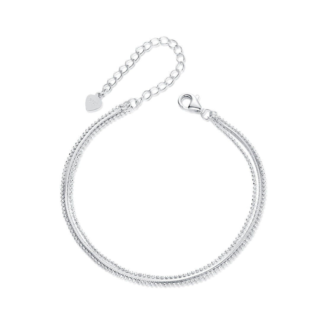 925 Sterling Silver &amp; White Gold Plated Bracelet  DestGlow