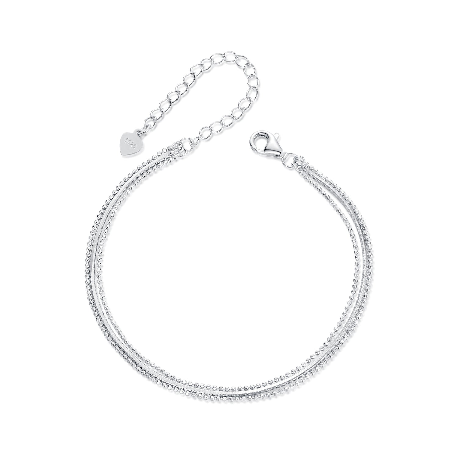 925 Sterling Silver &amp; White Gold Plated Bracelet  DestGlow