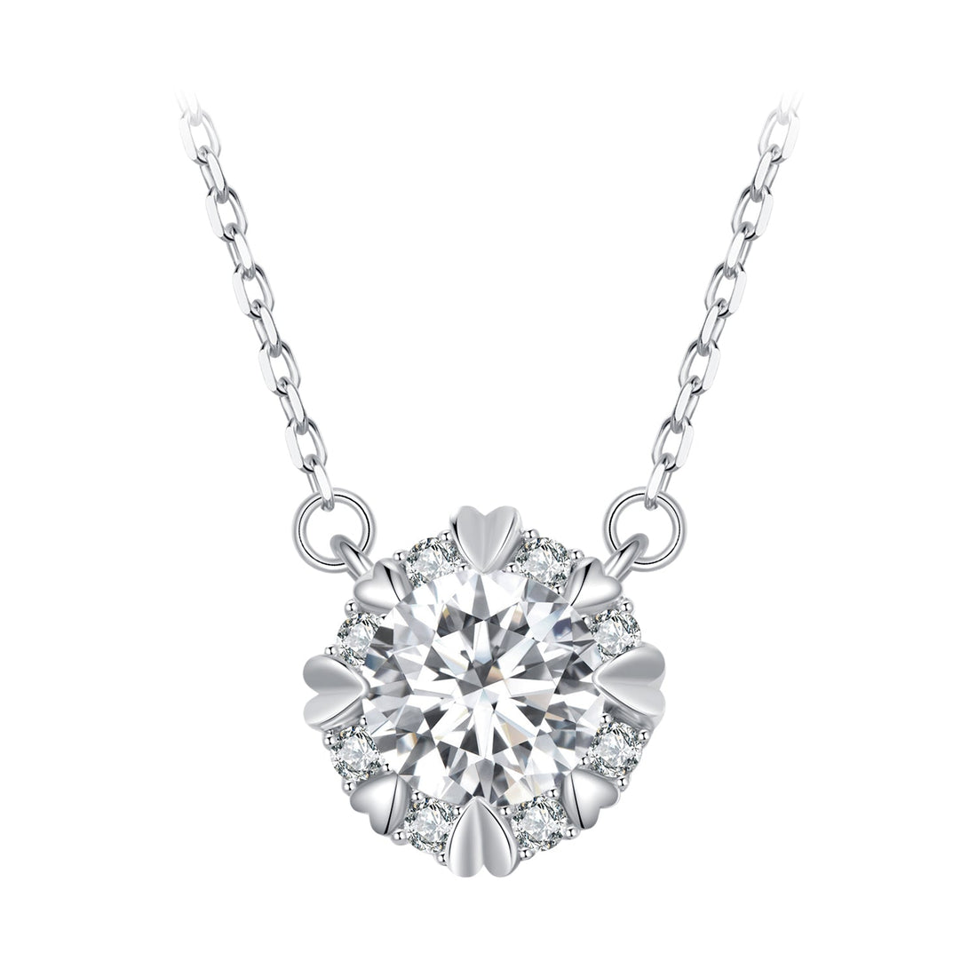 925 Sterling Silver Moissanite 1.0 Carat Necklace with Pavé Setting for Women  DestGlow
