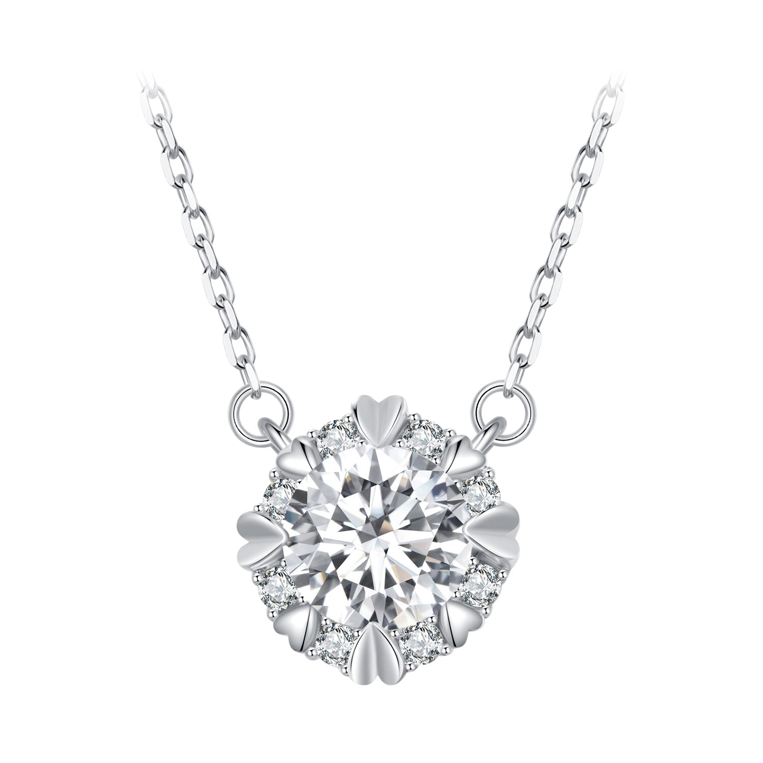 925 Sterling Silver Moissanite 1.0 Carat Necklace with Pavé Setting for Women  DestGlow