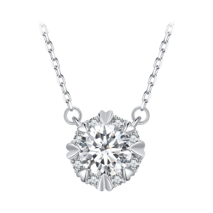 925 Sterling Silver Moissanite 1.0 Carat Necklace with Pavé Setting for Women  DestGlow