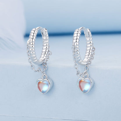 925 Sterling Silver White Gold Plated Moonstone Earrings 23x5mm for Women  DestGlow