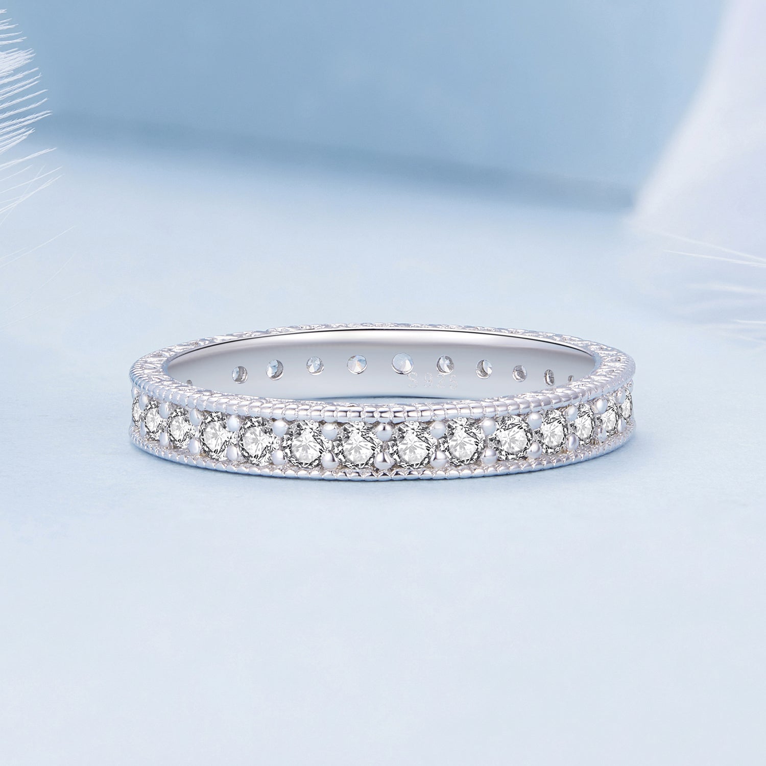 925 Sterling Silver S925 Pavé Setting CZ Ring for Women, Size 6.0, Width 2.6mm  DestGlow