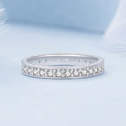 925 Sterling Silver S925 Pavé Setting CZ Ring for Women, Size 6.0, Width 2.6mm  DestGlow