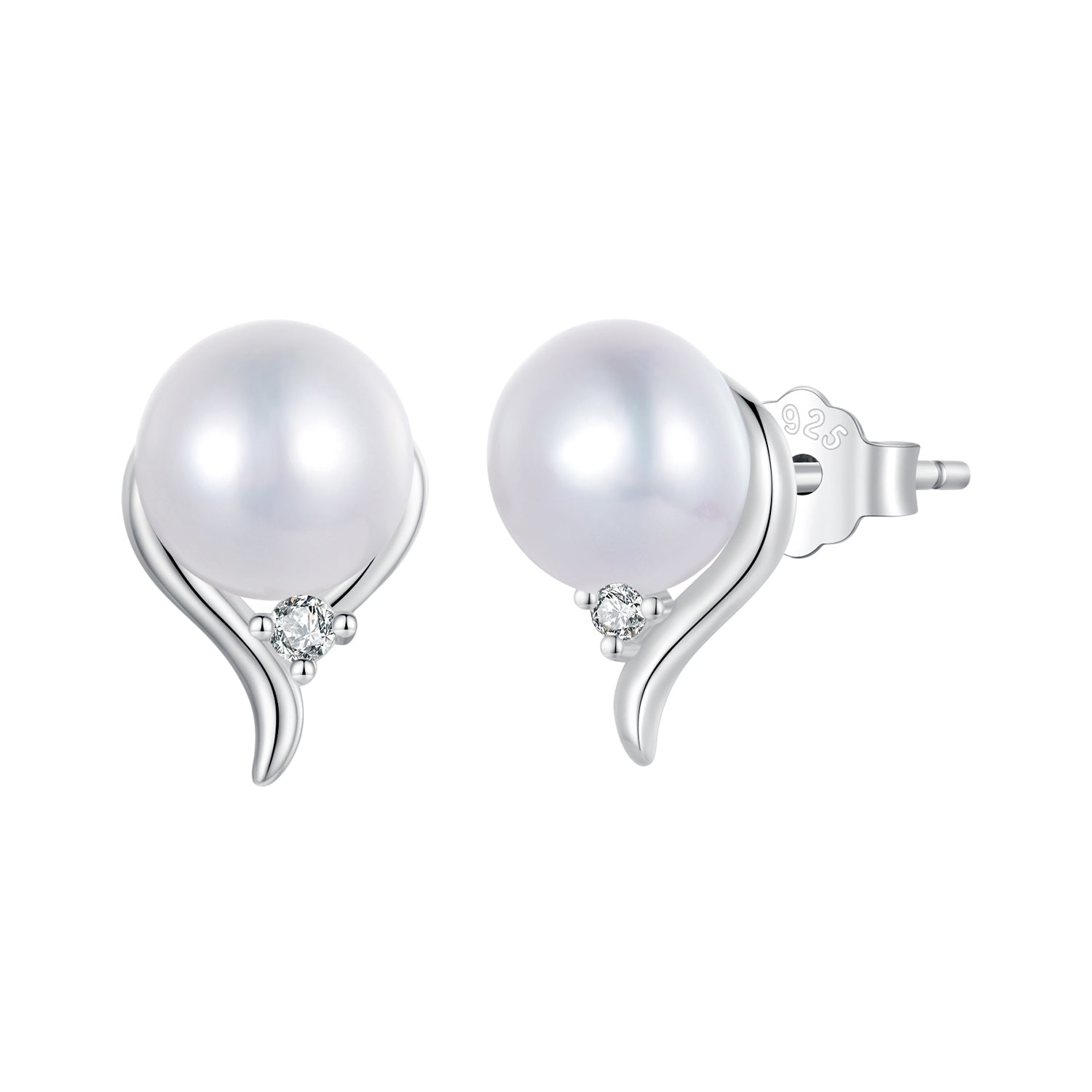 925 Sterling Silver Pavé Setting CZ &amp; Natural Fresh Water Earrings for Women - 10*7mm  DestGlow