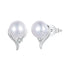 925 Sterling Silver Pavé Setting CZ & Natural Fresh Water Earrings for Women - 10*7mm  DestGlow