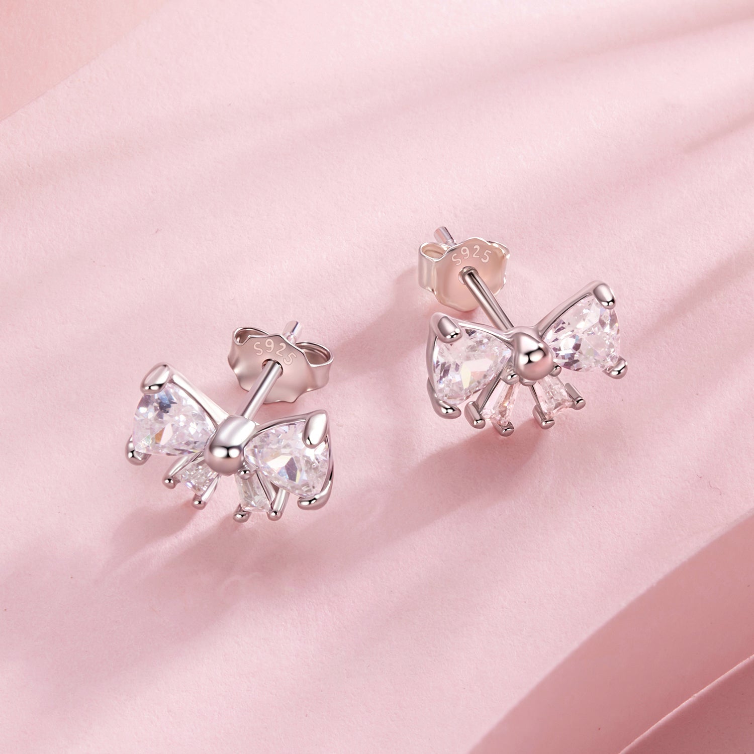 925 Sterling Silver White Gold Plated CZ Earrings for Women - 0.7x1.0cm  DestGlow
