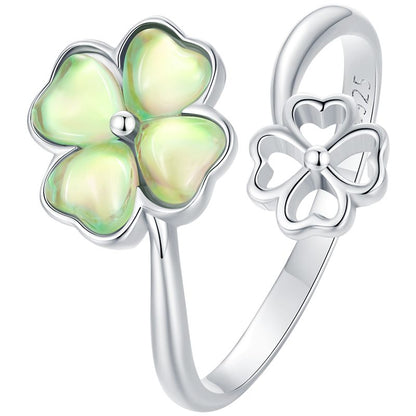 925 Sterling Silver Transparent Glass Ring for Women  DestGlow