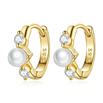 925 Sterling Silver Pavé CZ Gold Plated 1x0.5cm Earrings for Women  DestGlow