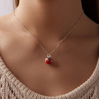 925 Sterling Silver White Gold Plated Enamel Necklace 40+5cm for Women  DestGlow