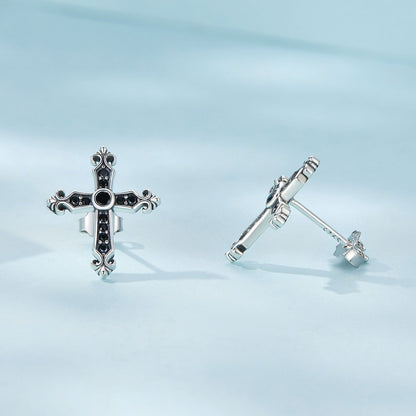 925 Sterling Silver Earrings with Pavé Setting CZ in Oxidized Silver, 15x12mm for Women  DestGlow