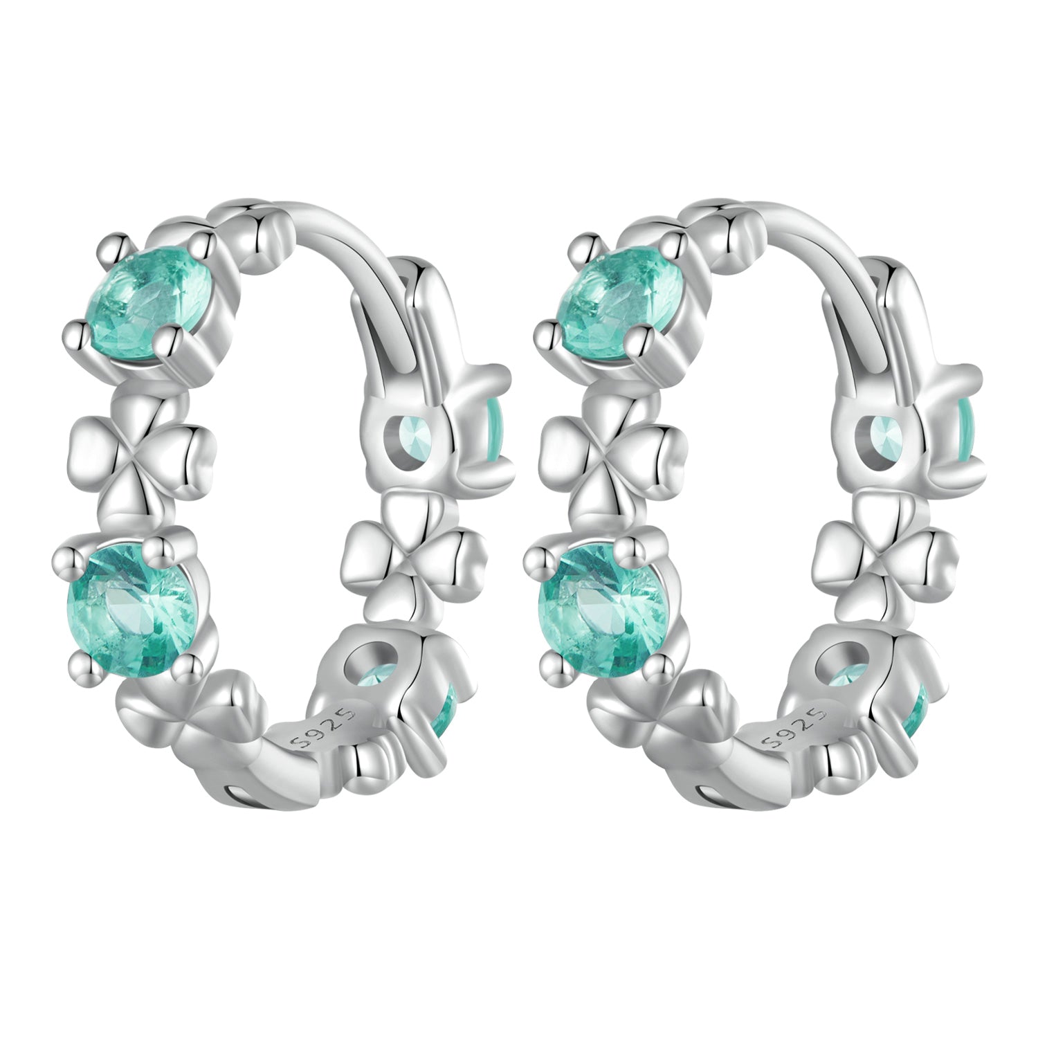 925 Sterling Silver Earrings with Transparent Glass in Size 14mm for Women  DestGlow