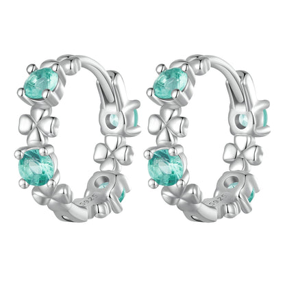 925 Sterling Silver Earrings with Transparent Glass in Size 14mm for Women  DestGlow