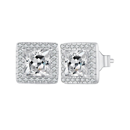 925 Sterling Silver Earrings with Pavé Setting CZ and Platinum Plating.  DestGlow
